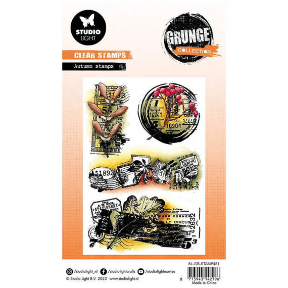 Transparent stamp - StudioLight - Autumn Grunge collection autumn leaves