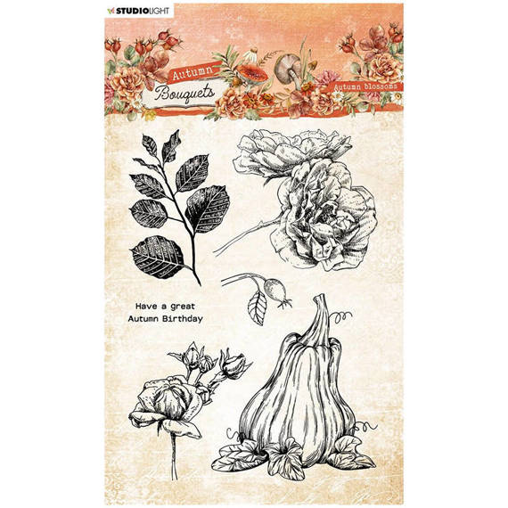 Transparent stamp - StudioLight - Autumn blossoms rose pumpkin