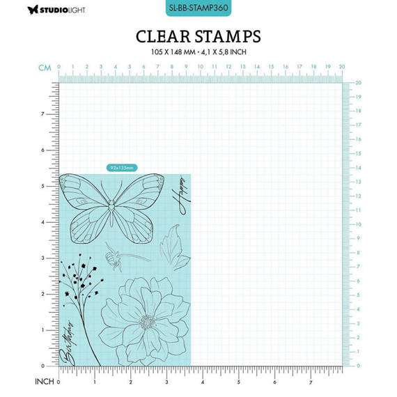 Transparent stamp - StudioLight - Birthday butterfly flowers
