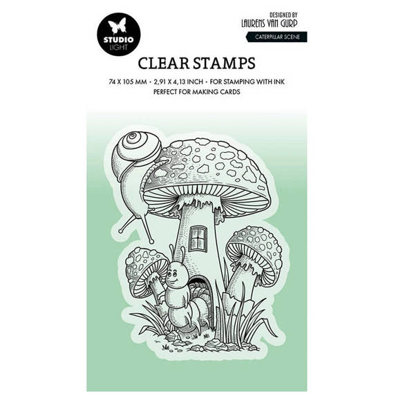 Transparent stamp - StudioLight - Caterpillar Scene snails toadstools