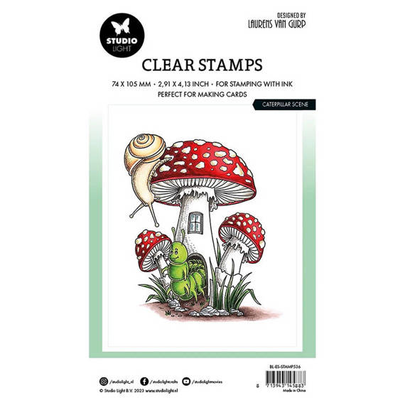 Transparent stamp - StudioLight - Caterpillar Scene snails toadstools