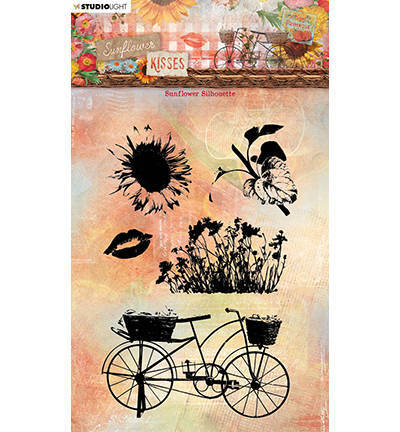 Transparent stamp - StudioLight - Sunflower silhouette sunflower kisses sunflower bike lips