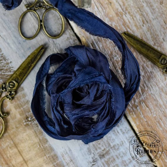 Vintage old fashion ribbon - navy blue