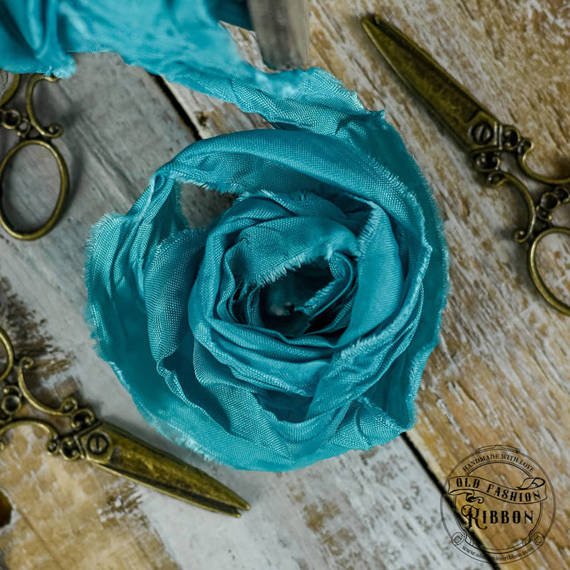 Vintage old fashion ribbon - sea turquoise