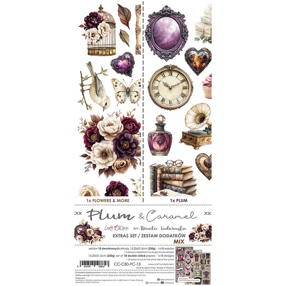 Time scrapbooking accessories set - Craft o'clock - Plum & Caramel - MIX