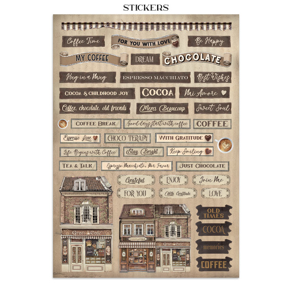 Junk Journal set of papers, stickers and elements - Coffee & Chocolate - Stamperia 