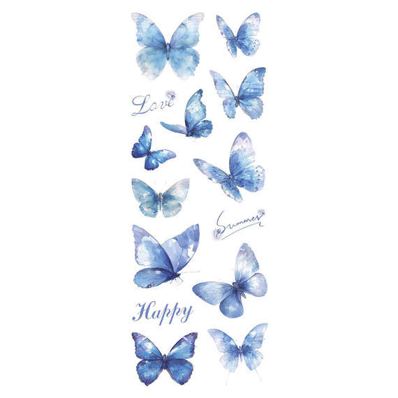 Stickers foil - White and blue butterflies