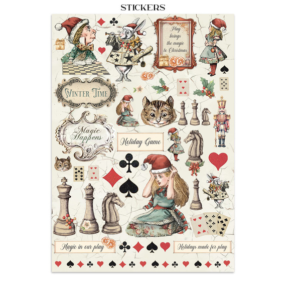 Junk Journal set of papers, stickers and elements - Alice in Christmas - Stamperia 