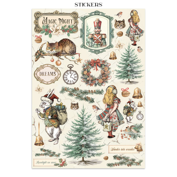 Junk Journal set of papers, stickers and elements - Alice in Christmas - Stamperia 