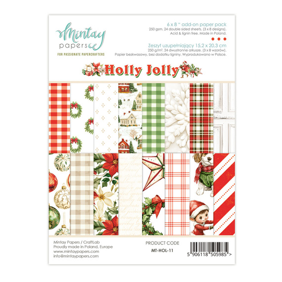 Supplementary notebook of scrapbooking papers 15x20 - Mintay - Holly Jolly