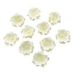 WHITE COTTON STEM MULBERRY PAPER FLOWERS - SET E