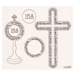 Chipboard First Communion set - cross/ monstrance/host ornaments
