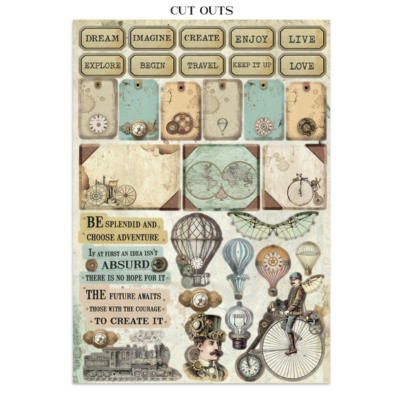 Junk Journal set of papers, stickers and elements - Voyages Fantastiques - Stamperia 