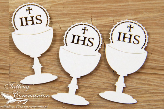 Chipboard - Chalice with host 03 - Tatting Communion - 3 pcs