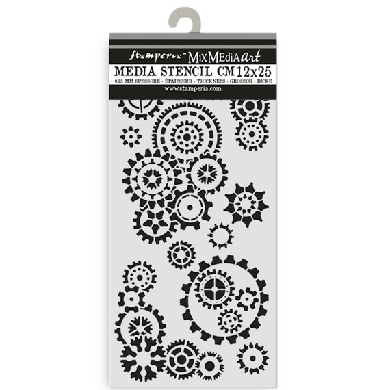 Stencil mixed Media 3D 12x25cm - Gear Up For Christmas gears - Stamperia
