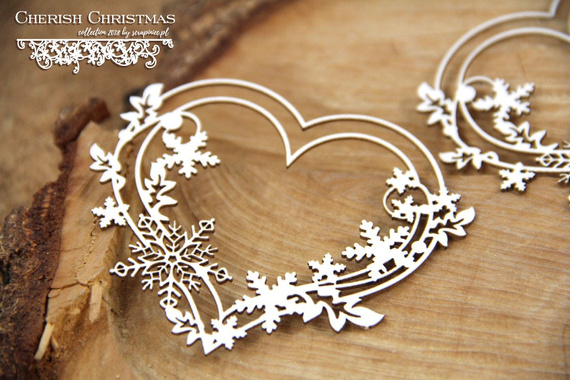 Chipboard - Cherish Christmas - 2 Hearts