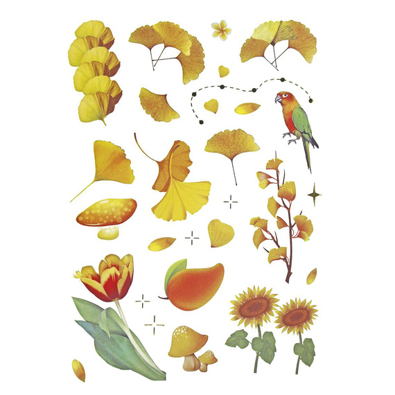 Stickers foil - Yellow flowers and leaves