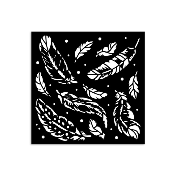 Stencil mixed Media 3D 12x12cm - Herbarium Silvae feather background - Stamperia 