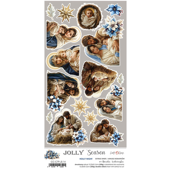 Scrapbooking paper 15x30 cm - Craft O'Clock - Extras Sheet - Jolly Season 