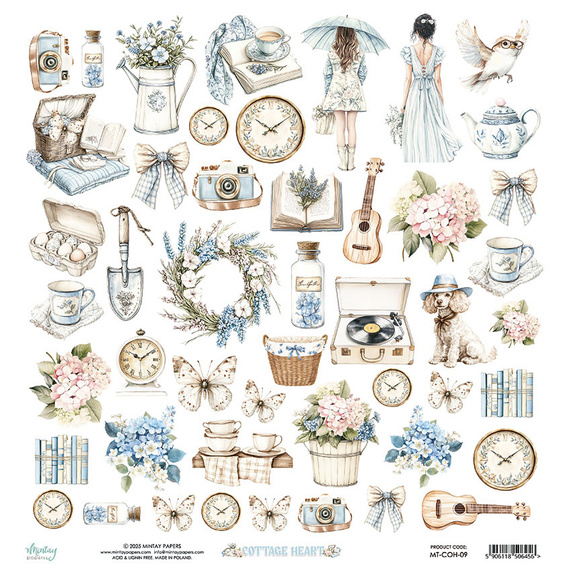 Paper with scrapbooking elements 30x30 - Mintay - Cottage Heart