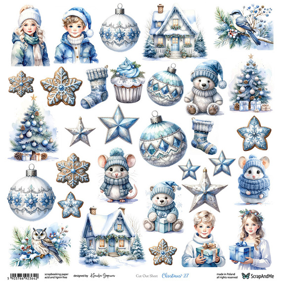 Scrapbooking Paper - ScrapAndMe -Christmas 27 - Die-Cut Sheet - 30x30 cm