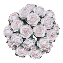 50 CLASSIC ROSES 20 mm MULBERRY PAPER FLOWERS - WHITE