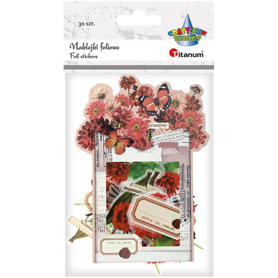 Stickers foil - Red flowers and labels