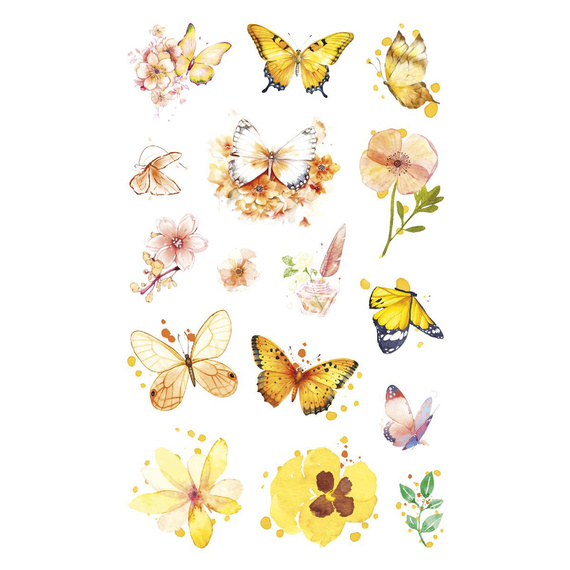Stickers foil - Yellow flowers and butterflies
