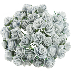 50 SILVER GREY MULBERRY PAPER OPEN ROSES 20 MM