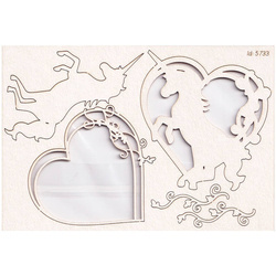 Chipboard Die Cut Believe in Unicorns - 3D Hearts - Scrapiniec