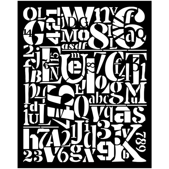 Stencil mixed Media 3D 20x25cm - Furry Friends background numbers letters - Stamperia