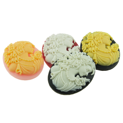 4 BEAUTIFUL LADY OVAL CAMEO - 38mm (1,5") x 28mm (1,1")