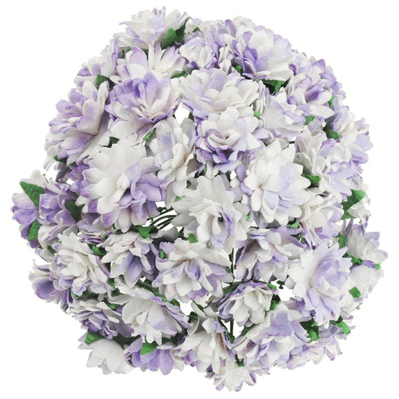 50 2-TONE LILAC MULBERRY PAPER ASTER DAISY STEM FLOWERS