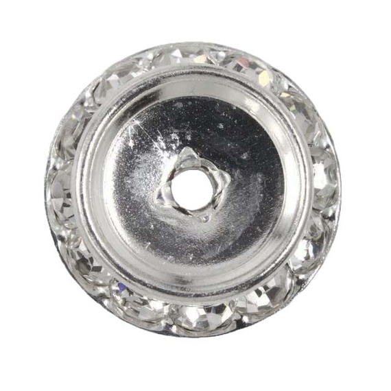 Metal bases with crystals for cabochon, half pearl 25 mm - 20pcs