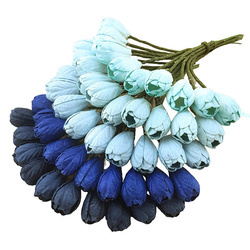 50 MIXED BLUE TONE MULBERRY PAPER TULIP FLOWERS