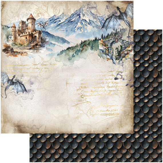 Set of 30x30 scrapbooking papers - Alchemy of Art -  The Legends of the Dragons