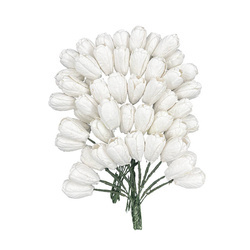 50 WHITE MULBERRY PAPER TULIP FLOWERS