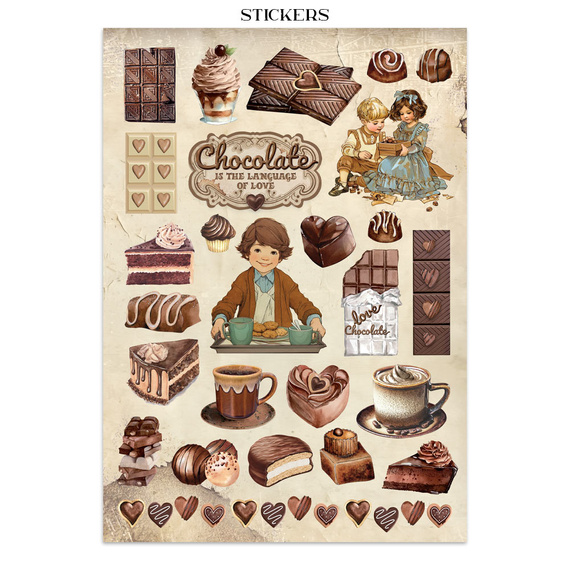 Junk Journal set of papers, stickers and elements - Coffee & Chocolate - Stamperia 