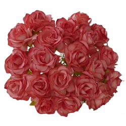 50 2-TONE STRAWBERRY RED MULBERRY PAPER WILD ROSES 1¼" (30mm)