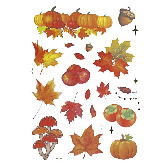 Stickers foil - Leaves, mushrooms, squirrels