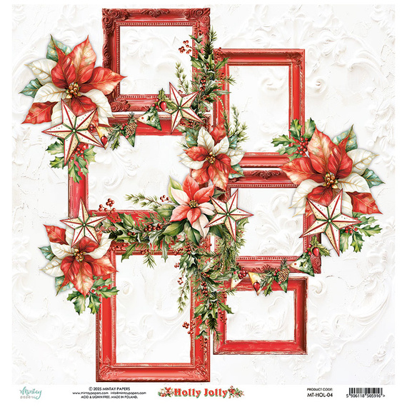 Scrapbooking paper 30x30 - Mintay - Holly Jolly 04