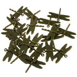 20 ANTIQUE GOLD DRAGONFLY EMBELLISHMENT