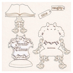 Chipboard Royal Santa's Place - Santa Chair with a book - Christmas