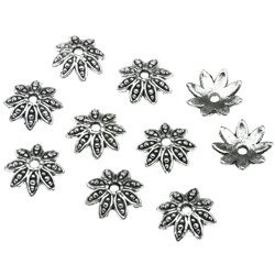 10 FLOWER SHAPE METAL BEAD CAPS