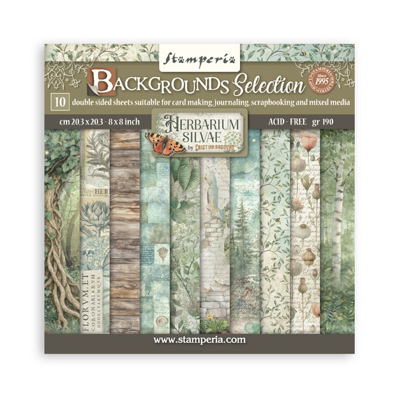 Scrapbooking Craft Papier Set 20x20 - Stamperia - Herbarium Silvae backgrounds
