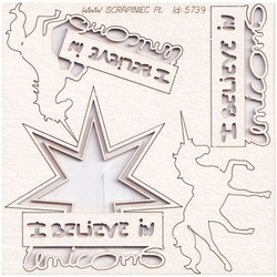 Chipboard Die Cut Believe in Unicorns - Star Emblem - star emblem - Scrapiniec
