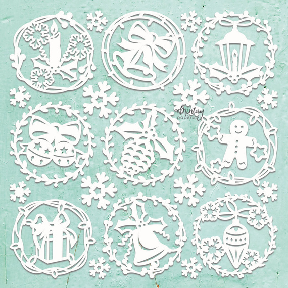 Cardboard Mintay Chippies - Dekor Chipboard - Xmas Decors