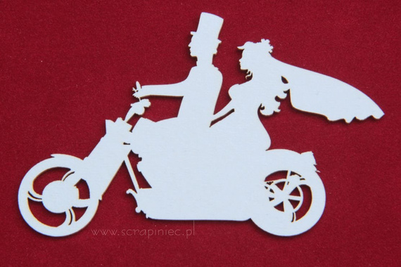 Chipboard Wedding bike - newlyweds