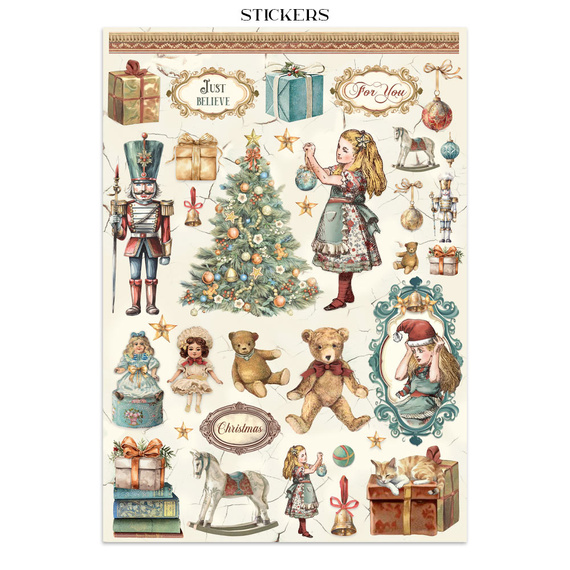 Junk Journal set of papers, stickers and elements - Alice in Christmas - Stamperia 