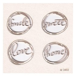 Chipboard Brush art script - Lettering - Home (4 pcs)